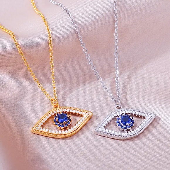 🔵𝟲𝟱%𝗢𝗙𝗙 𝗯𝘂𝗻𝗱𝗹𝗲𝘀 𝟯+🔵 NEW CZ Evil Eye Stainless Steel Necklace - Picture 5 of 11